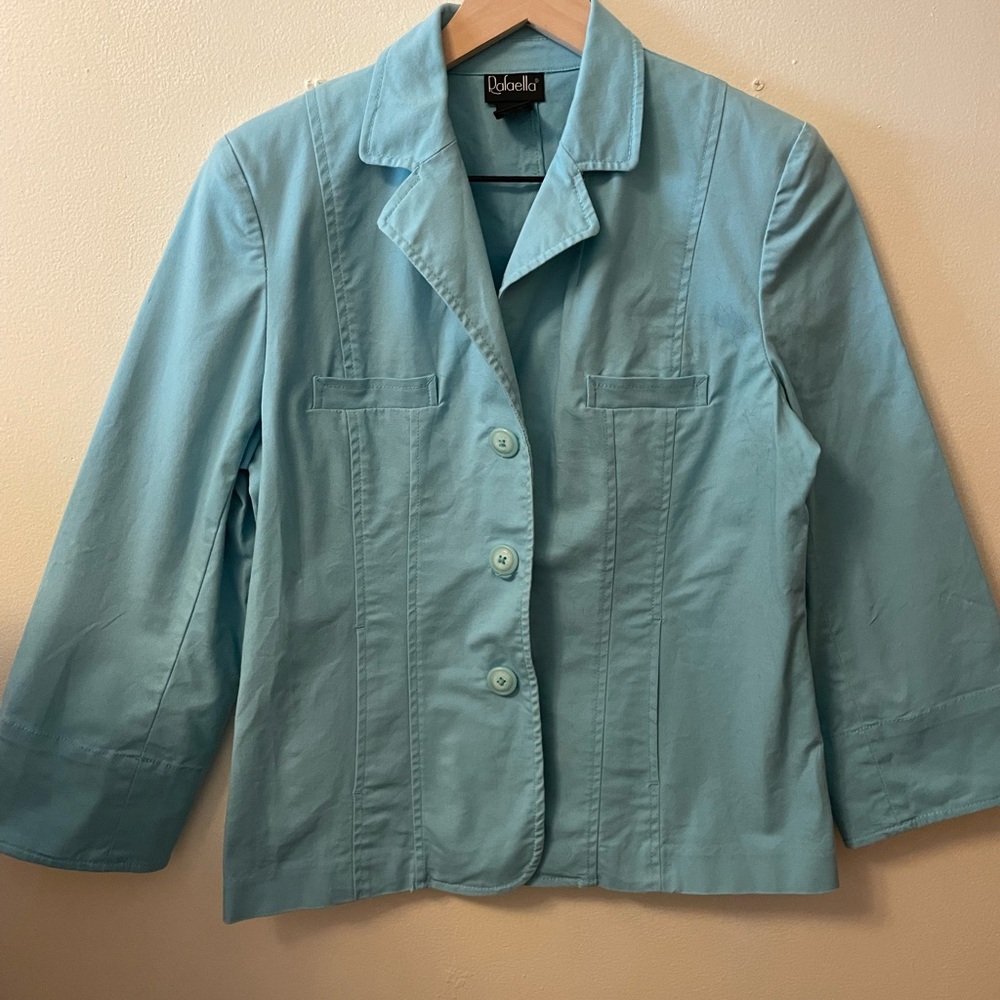 Rafaella Teal cotton teal jacket size 8.